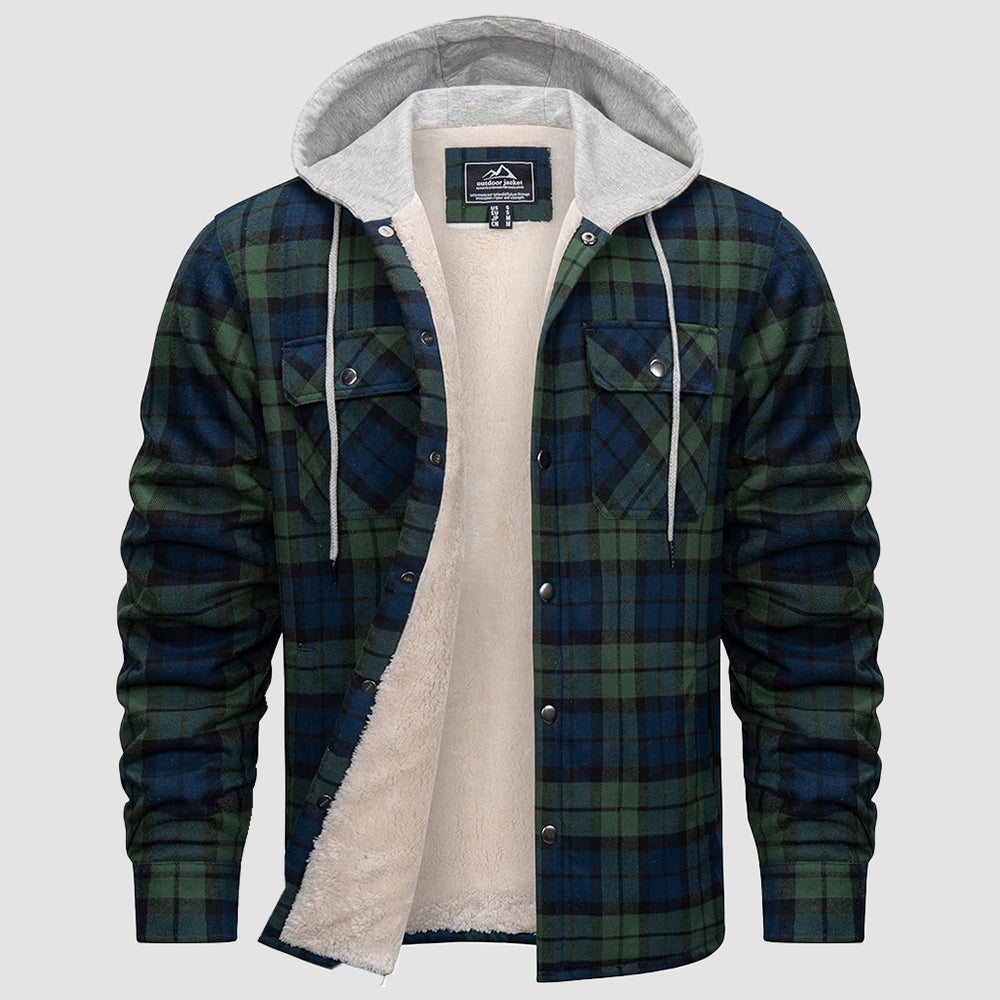 Men's Sherpa Lined Flannel Jacket | Plaid Winter Shacket