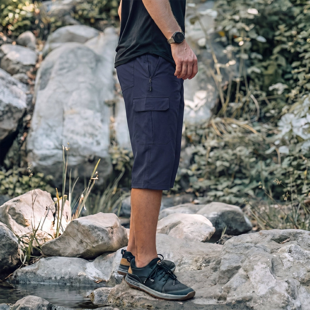 Men's 3/4 Hiking Capri Pants - Quick Dry Below Knee Shorts with 5 Pockets