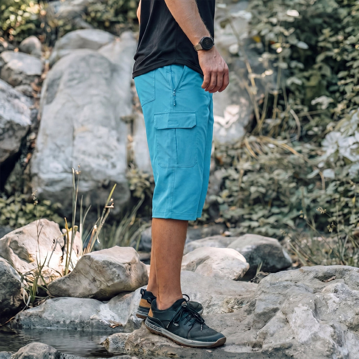 Men's 3/4 Hiking Capri Pants - Quick Dry Below Knee Shorts with 5 Pockets