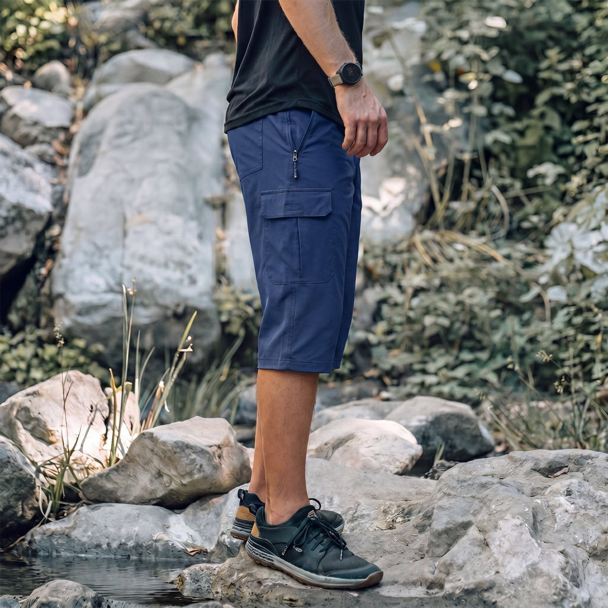 Men's 3/4 Hiking Capri Pants - Quick Dry Below Knee Shorts with 5 Pockets