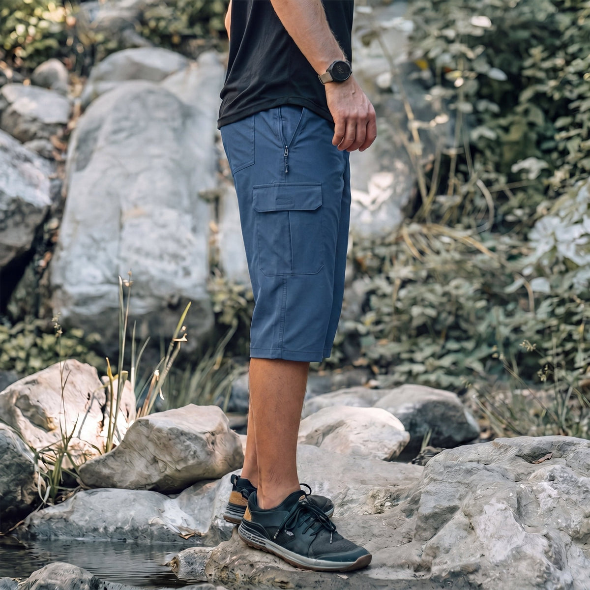 Men's 3/4 Hiking Capri Pants - Quick Dry Below Knee Shorts with 5 Pockets
