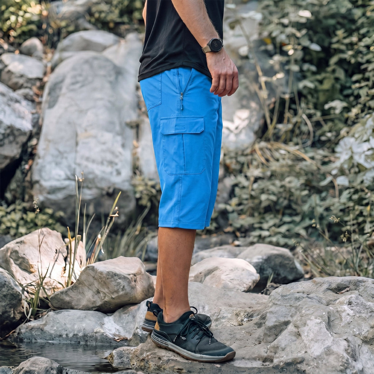Men's 3/4 Hiking Capri Pants - Quick Dry Below Knee Shorts with 5 Pockets