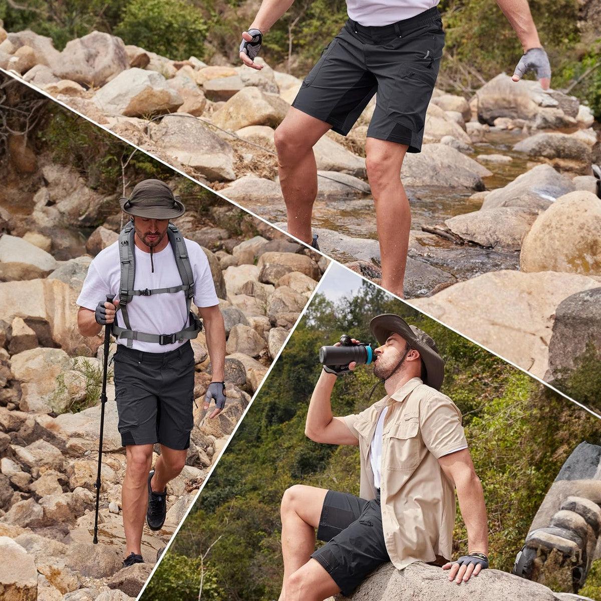 Men's Hiking Cargo Shorts - Water Resistant Quick Dry Golf Shorts