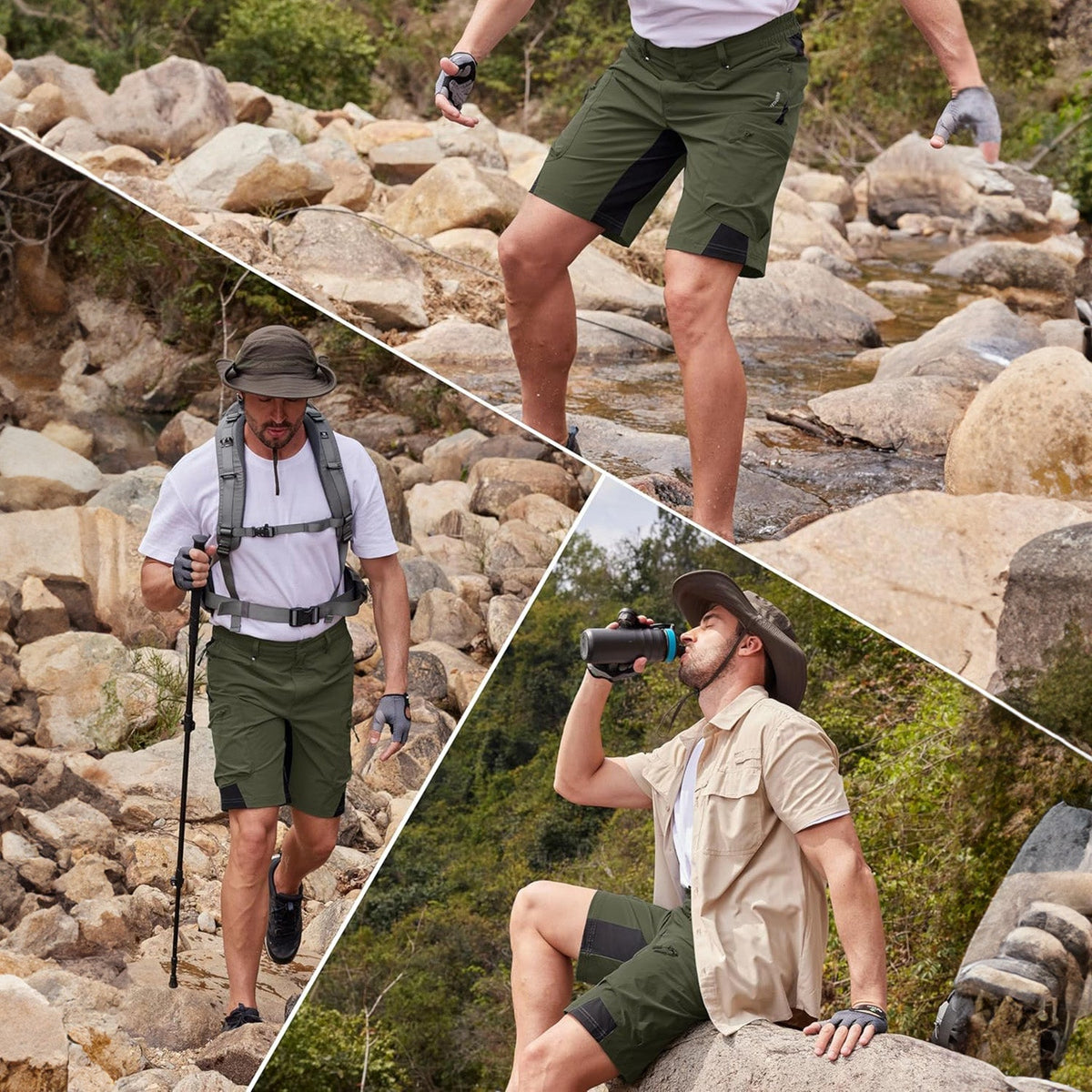 Men's Hiking Cargo Shorts - Water Resistant Quick Dry Golf Shorts