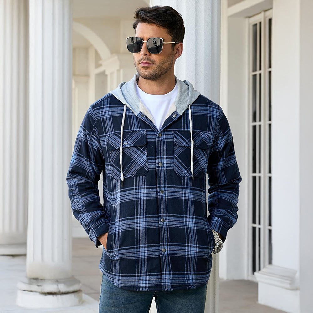 Men's Sherpa Lined Flannel Jacket | Plaid Winter Shacket