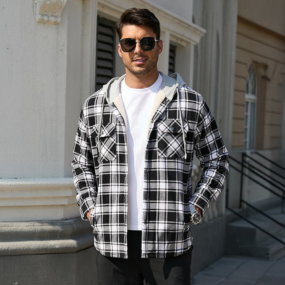 Men's Sherpa Lined Flannel Jacket | Plaid Winter Shacket