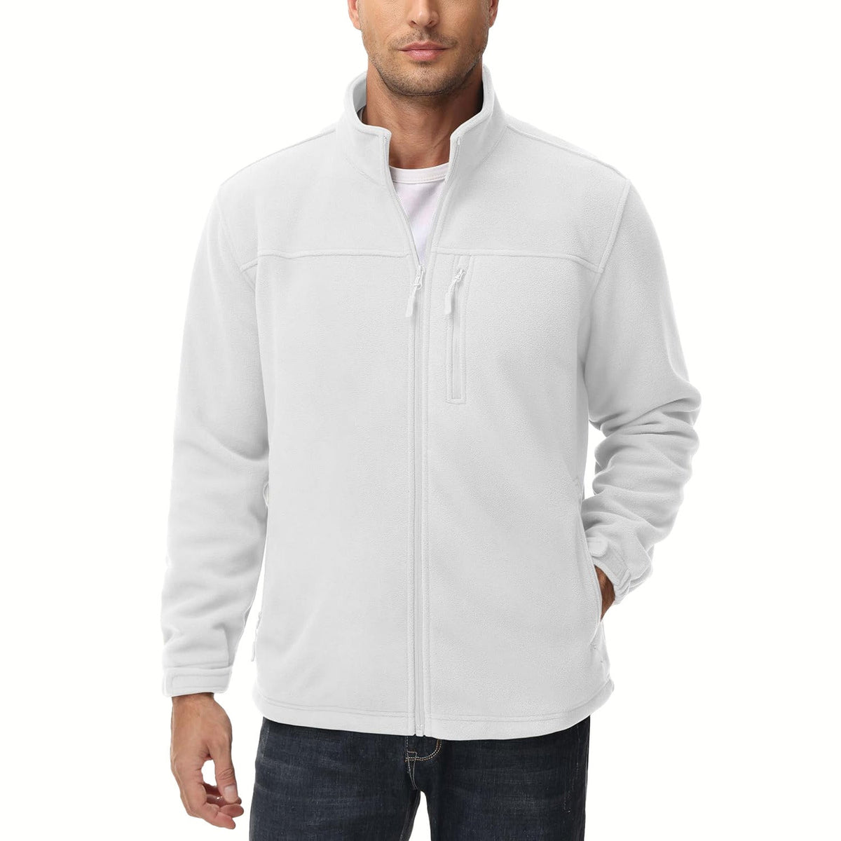Men's Winter Fleece Jacket with 3 Pockets for Hiking & Outdoor