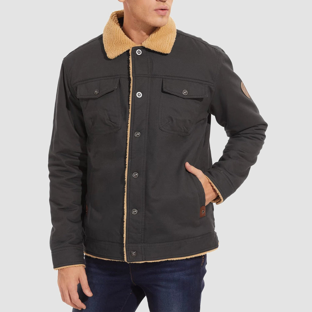 OAKEN Men’s Sherpa-Lined Jacket