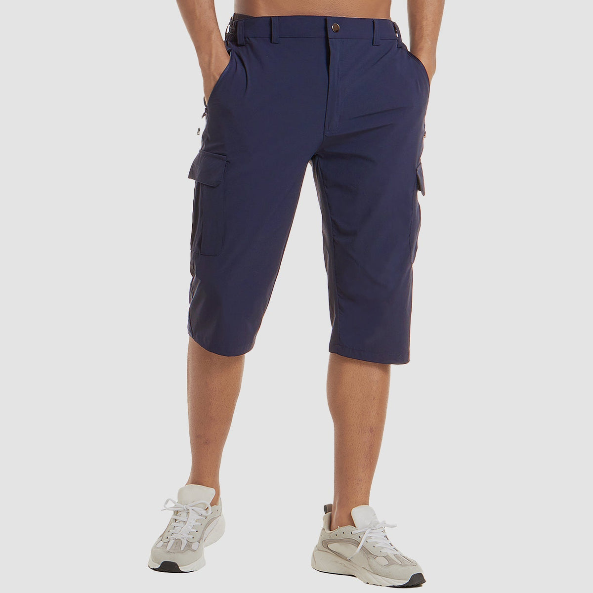 Men's 3/4 Hiking Capri Pants - Quick Dry Below Knee Shorts with 5 Pockets