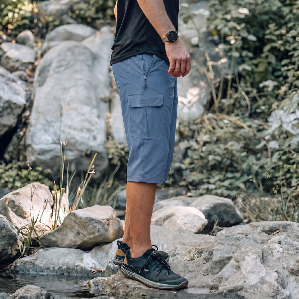 Men's 3/4 Hiking Capri Pants - Quick Dry Below Knee Shorts with 5 Pockets