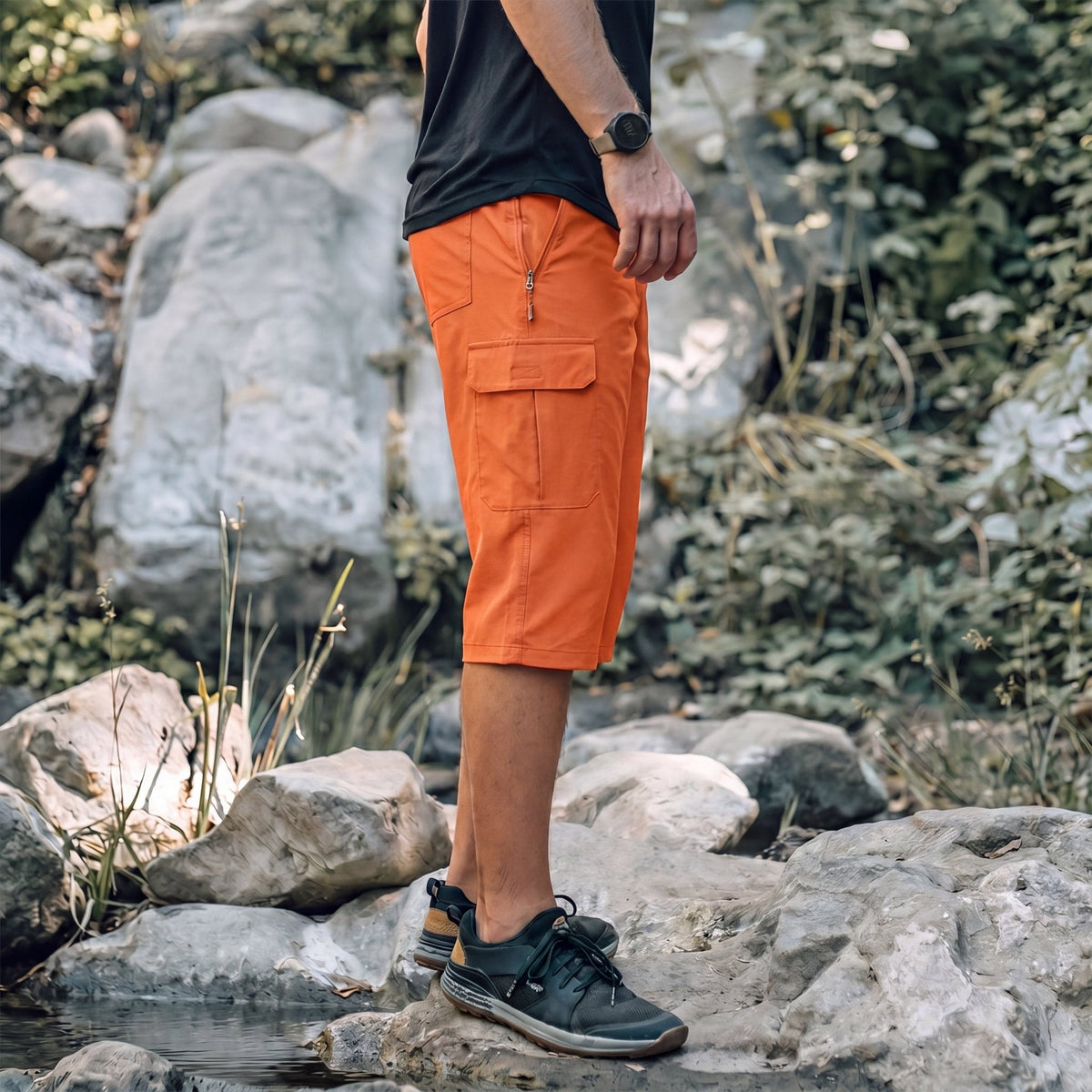 Men's 3/4 Hiking Capri Pants - Quick Dry Below Knee Shorts with 5 Pockets