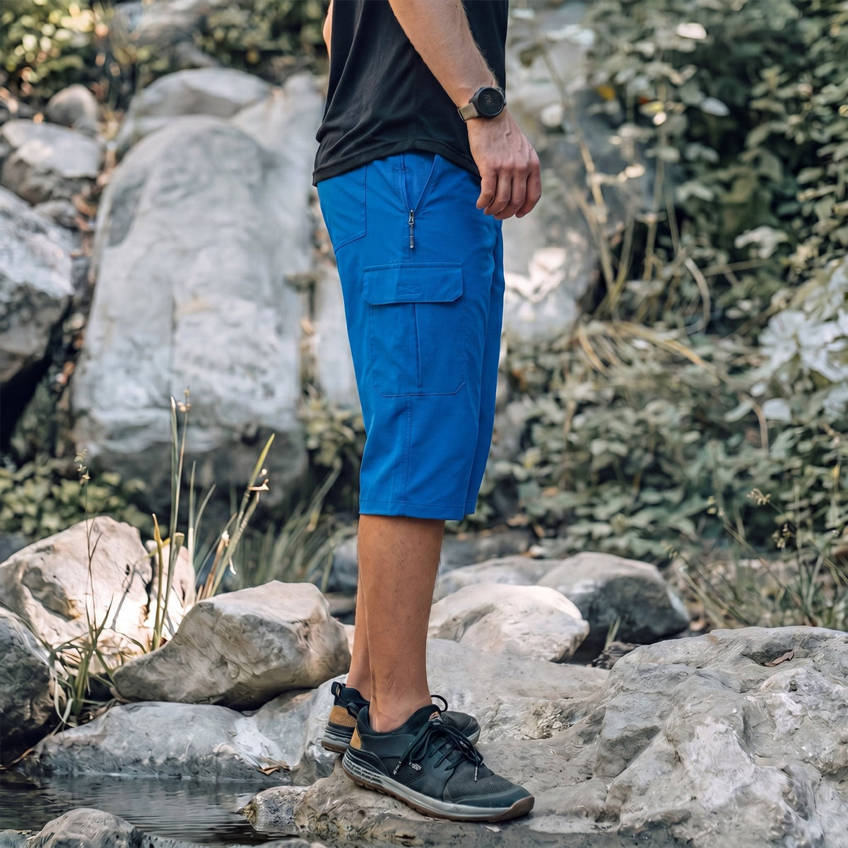 Men's 3/4 Hiking Capri Pants - Quick Dry Below Knee Shorts with 5 Pockets