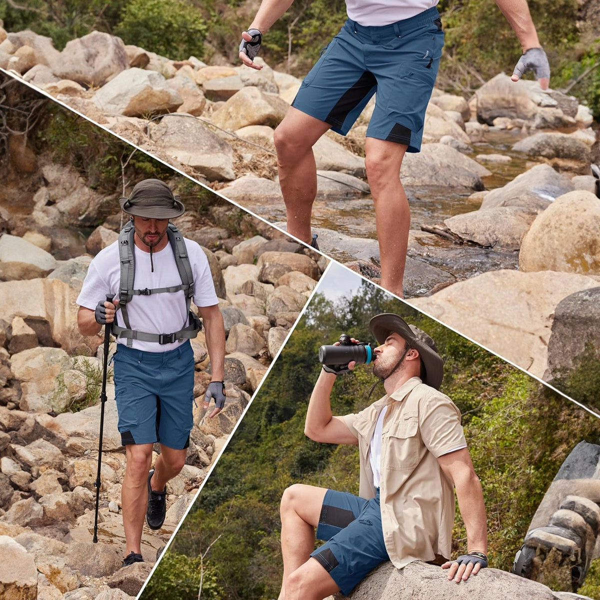 Men's Hiking Cargo Shorts - Water Resistant Quick Dry Golf Shorts