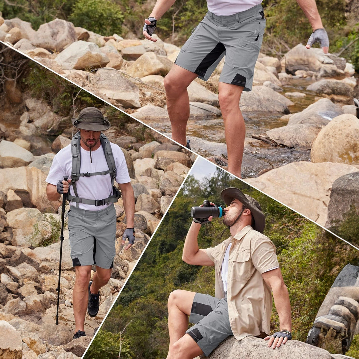 Men's Hiking Cargo Shorts - Water Resistant Quick Dry Golf Shorts
