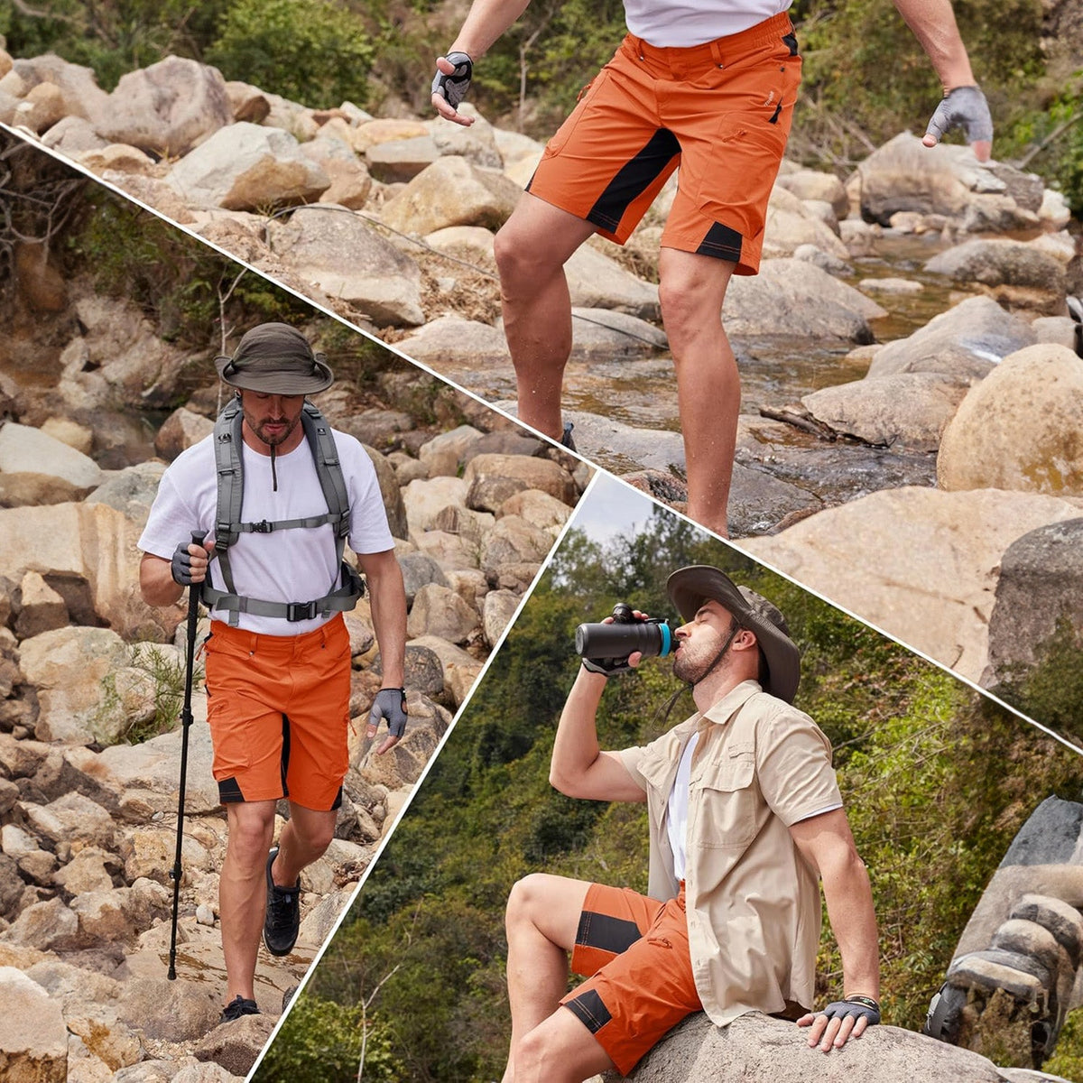 Men's Hiking Cargo Shorts - Water Resistant Quick Dry Golf Shorts