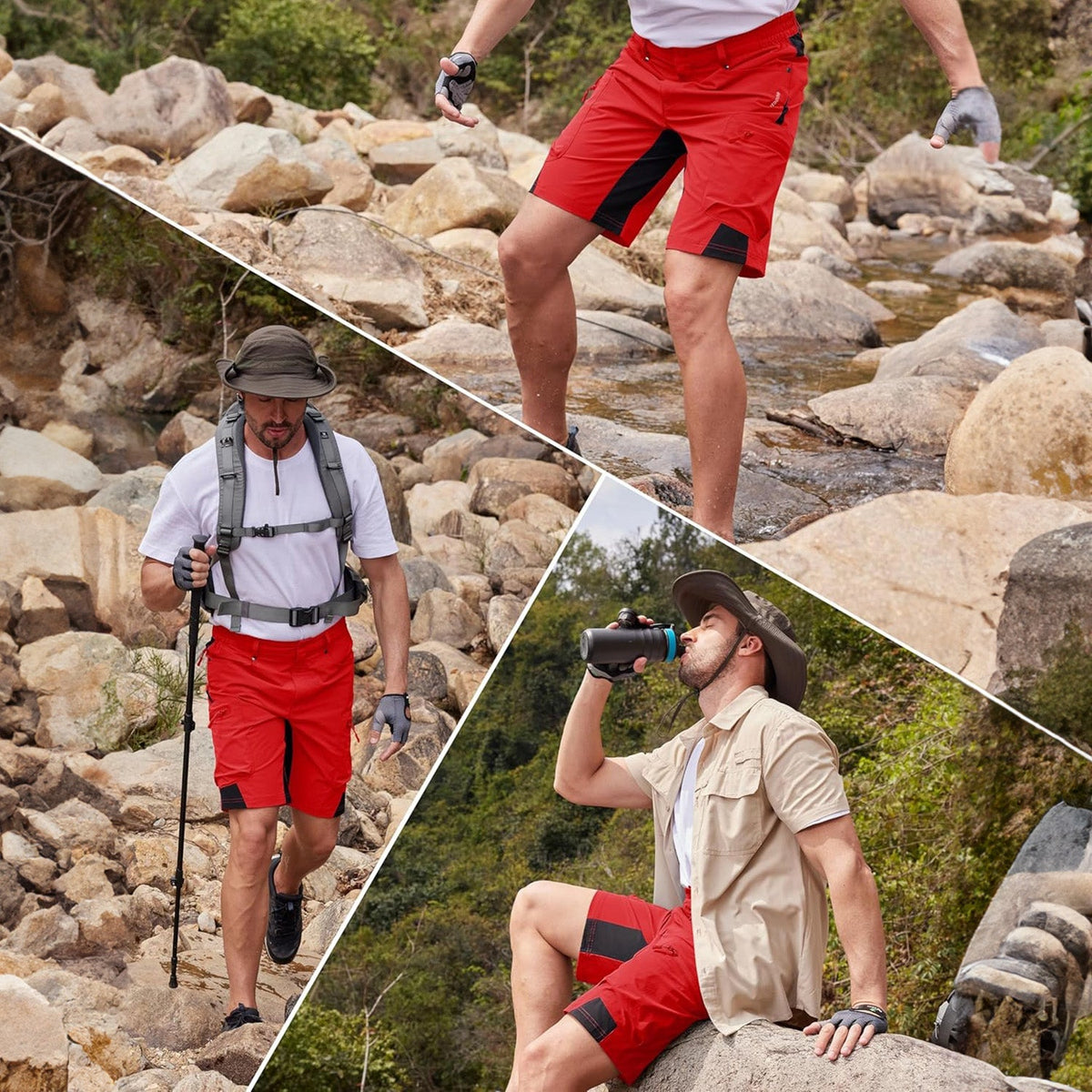 Men's Hiking Cargo Shorts - Water Resistant Quick Dry Golf Shorts