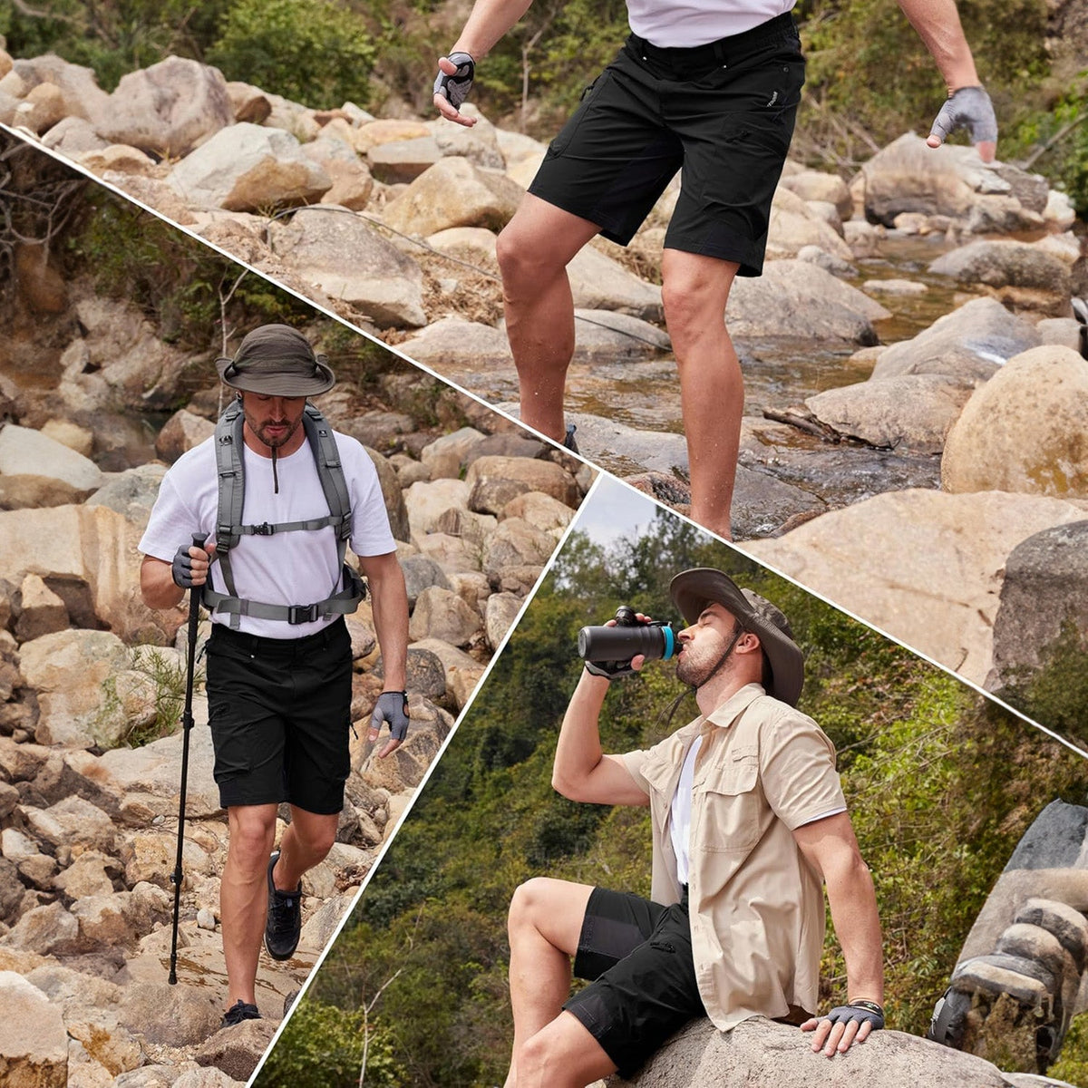 Men's Hiking Cargo Shorts - Water Resistant Quick Dry Golf Shorts