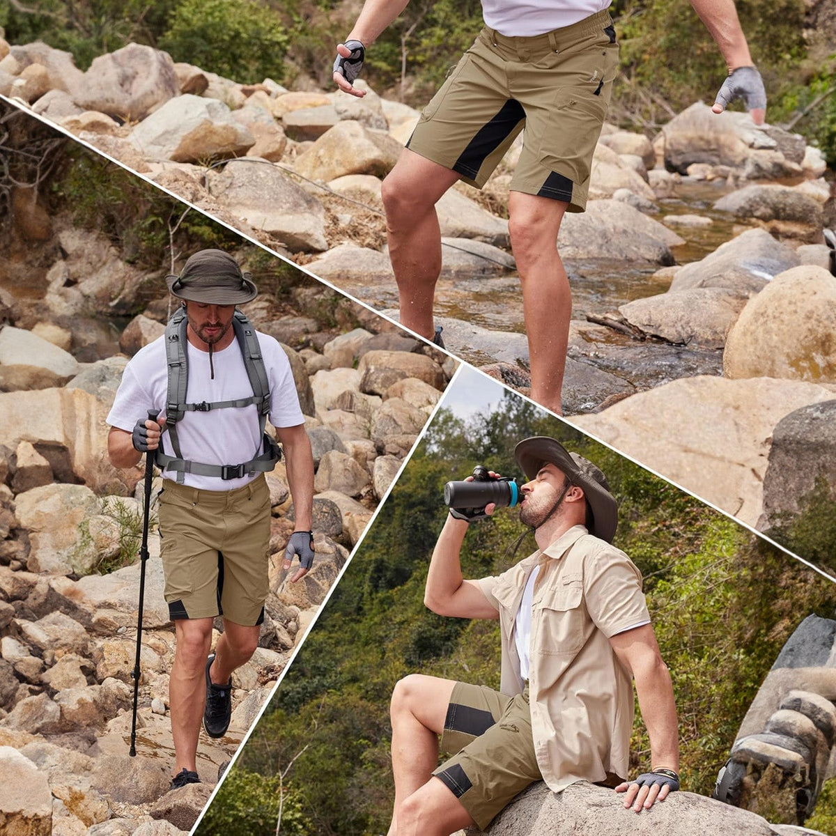 Men's Hiking Cargo Shorts - Water Resistant Quick Dry Golf Shorts