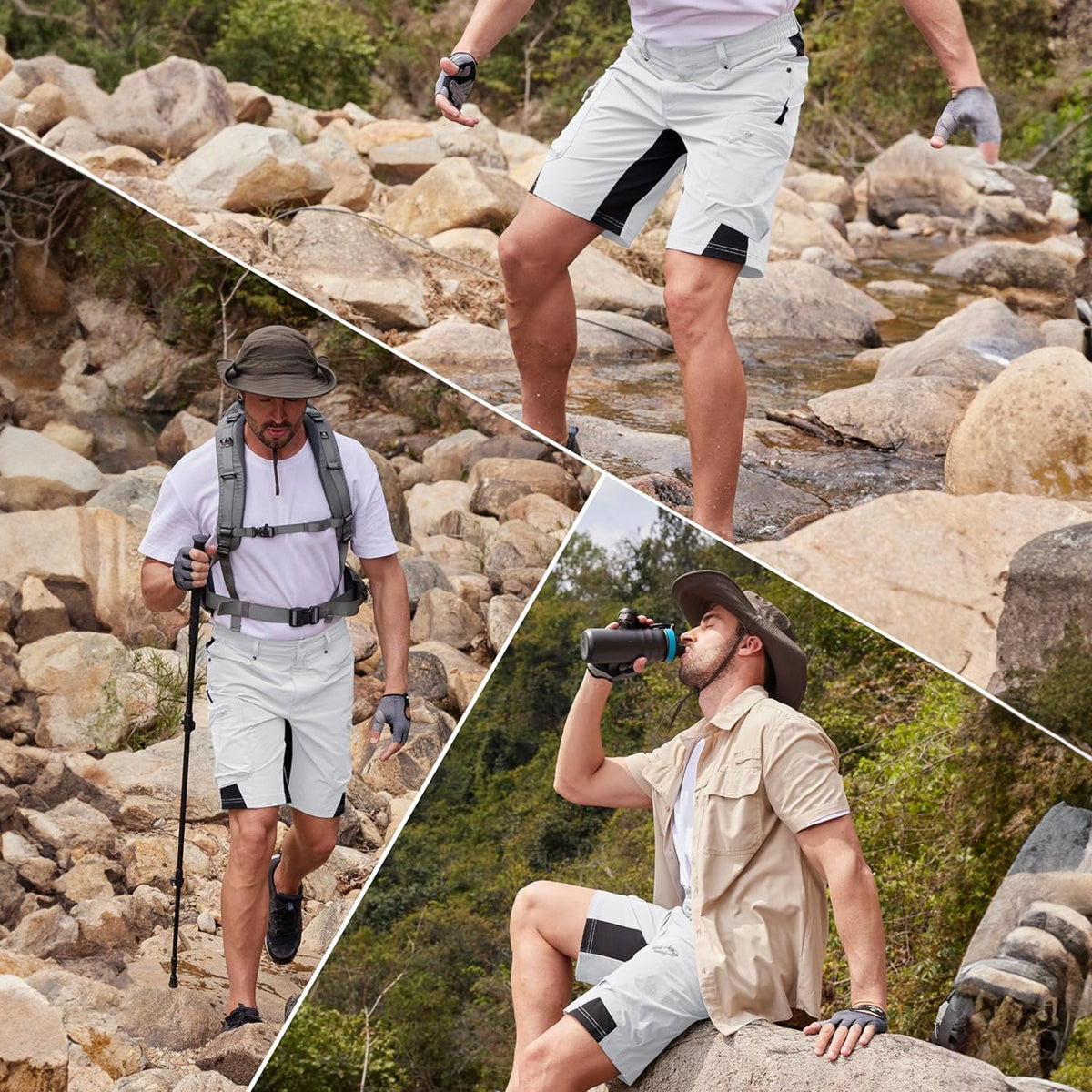 Men's Hiking Cargo Shorts - Water Resistant Quick Dry Golf Shorts