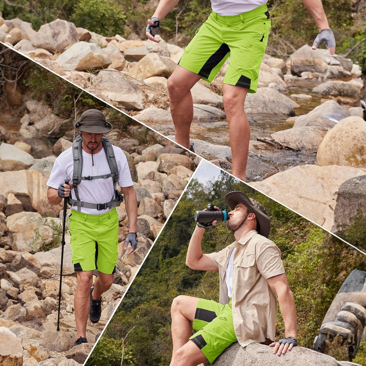 Men's Hiking Cargo Shorts - Water Resistant Quick Dry Golf Shorts