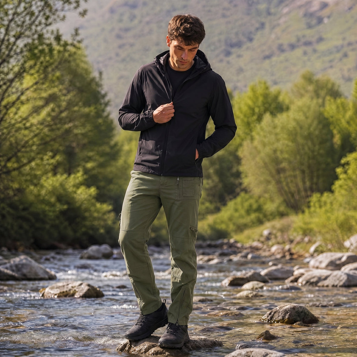 Men's Tactical Cargo Pants with 9 Pockets for Hiking