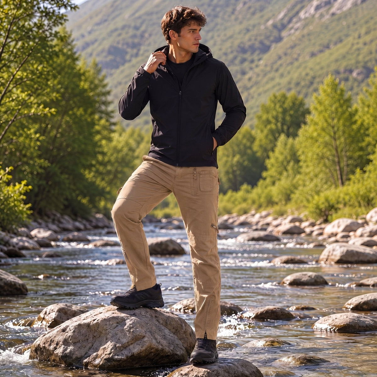 Men's Tactical Cargo Pants with 9 Pockets for Hiking