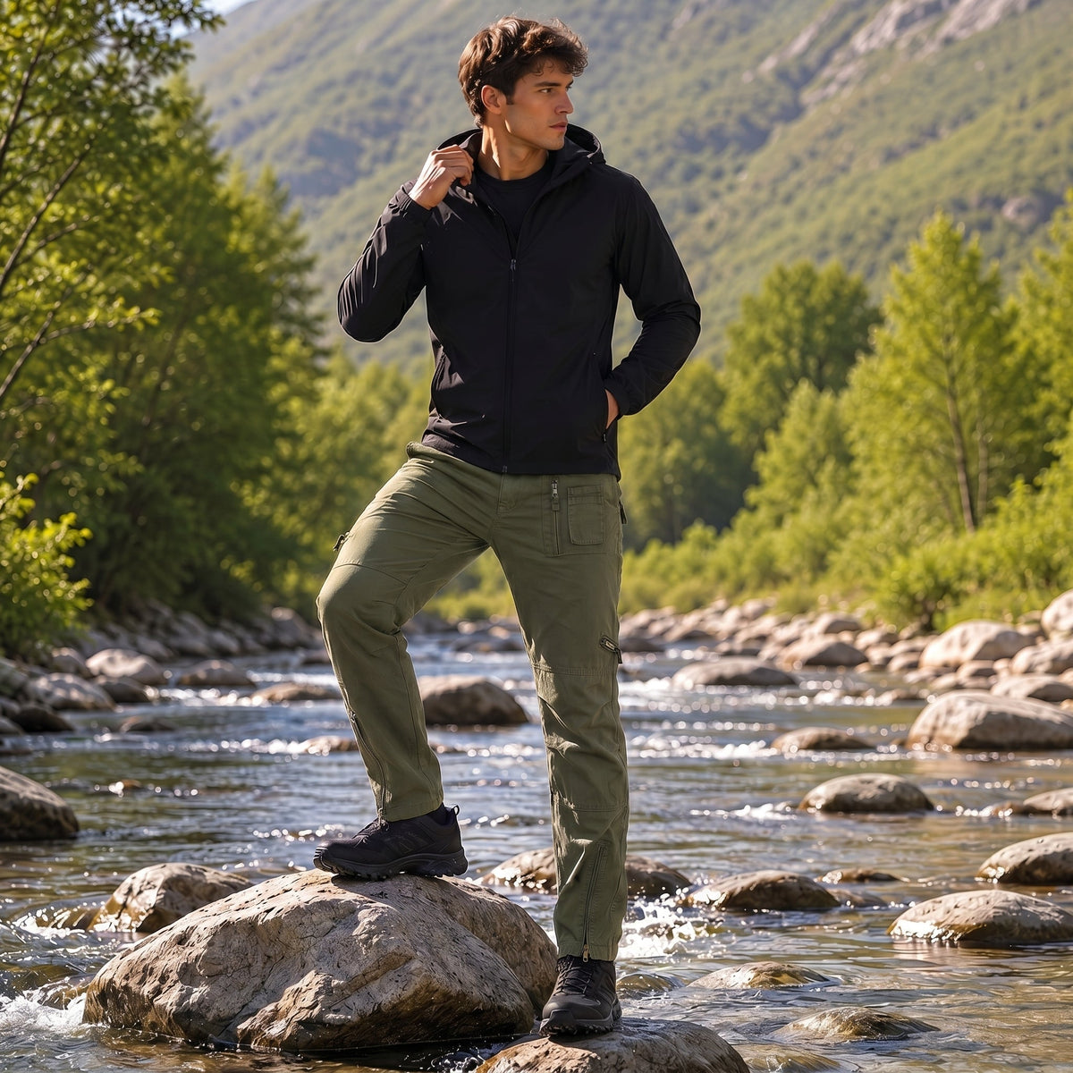 Men's Tactical Cargo Pants with 9 Pockets for Hiking