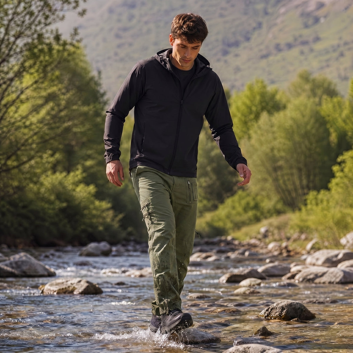 Men's Tactical Cargo Pants with 9 Pockets for Hiking