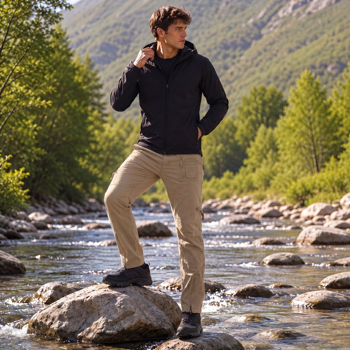 Men's Tactical Cargo Pants with 9 Pockets for Hiking