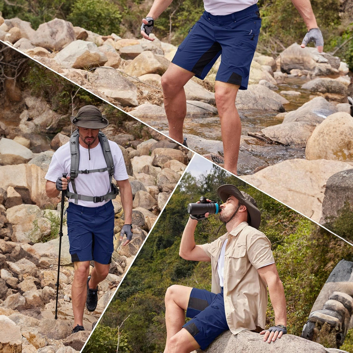Men's Hiking Cargo Shorts - Water Resistant Quick Dry Golf Shorts