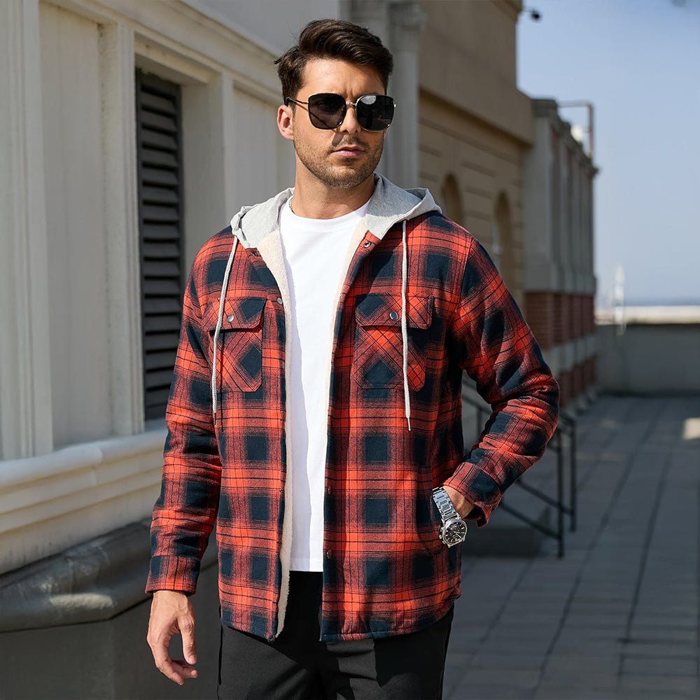 Men's Sherpa Lined Flannel Jacket | Plaid Winter Shacket