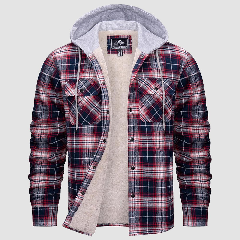 Men's Sherpa Lined Flannel Jacket | Plaid Winter Shacket