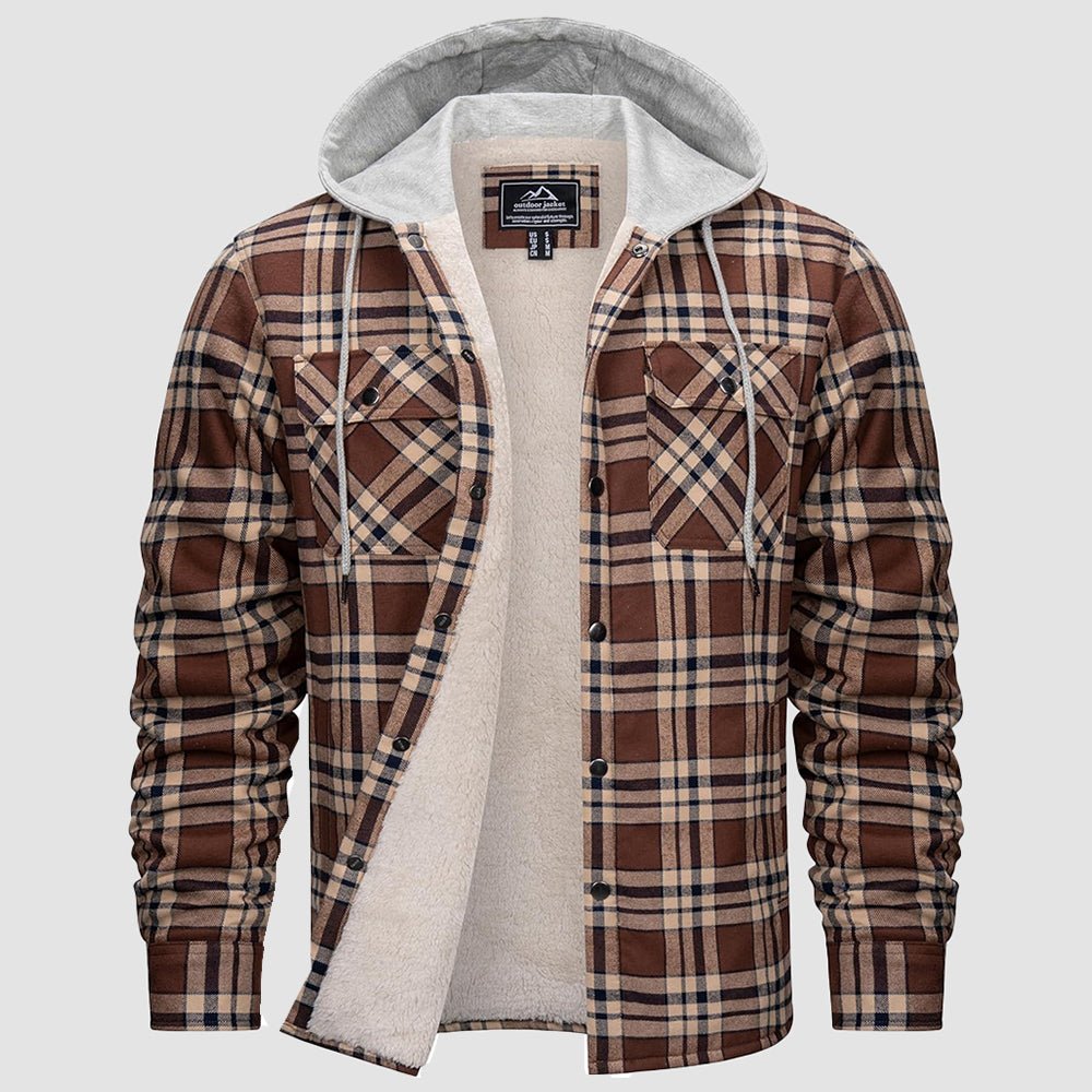 Men's Sherpa Lined Flannel Jacket | Plaid Winter Shacket