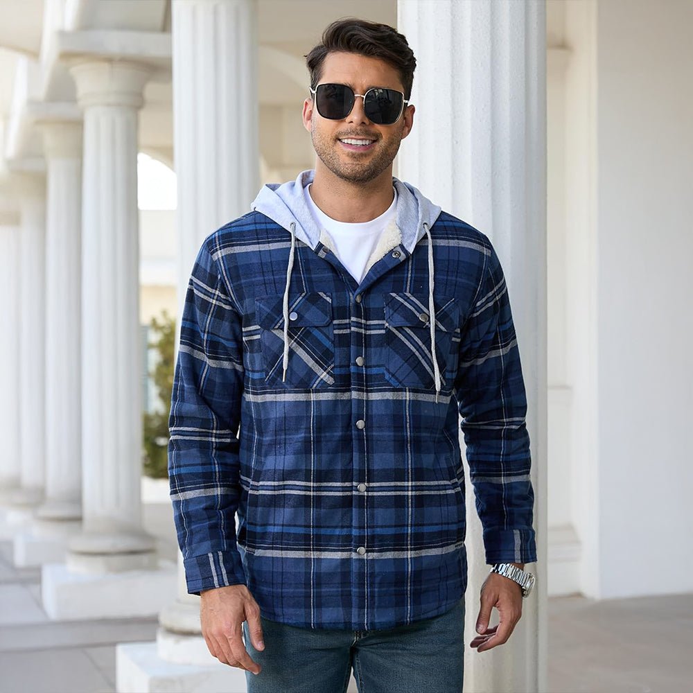 Men's Sherpa Lined Flannel Jacket | Plaid Winter Shacket