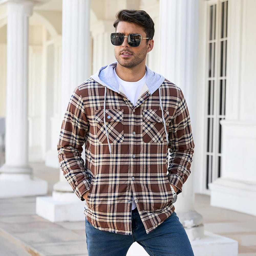 Men's Sherpa Lined Flannel Jacket | Plaid Winter Shacket