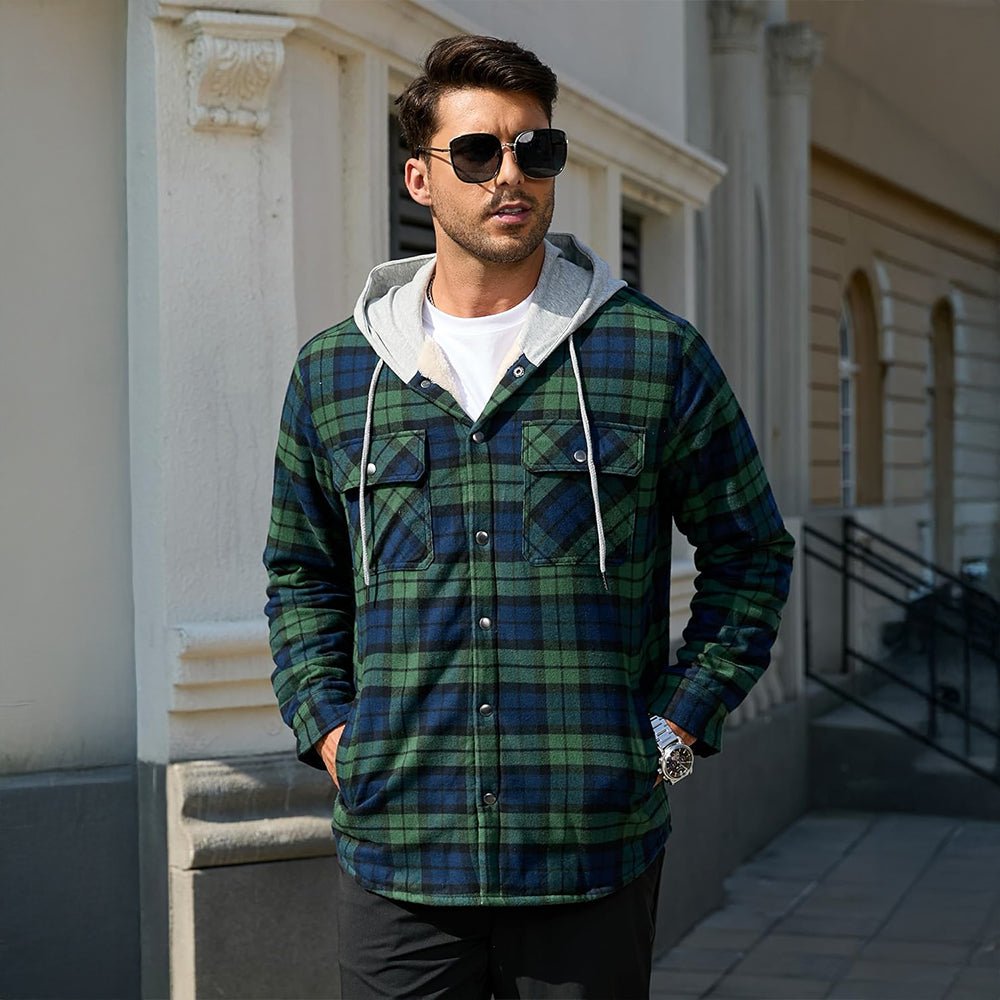 Men's Sherpa Lined Flannel Jacket | Plaid Winter Shacket