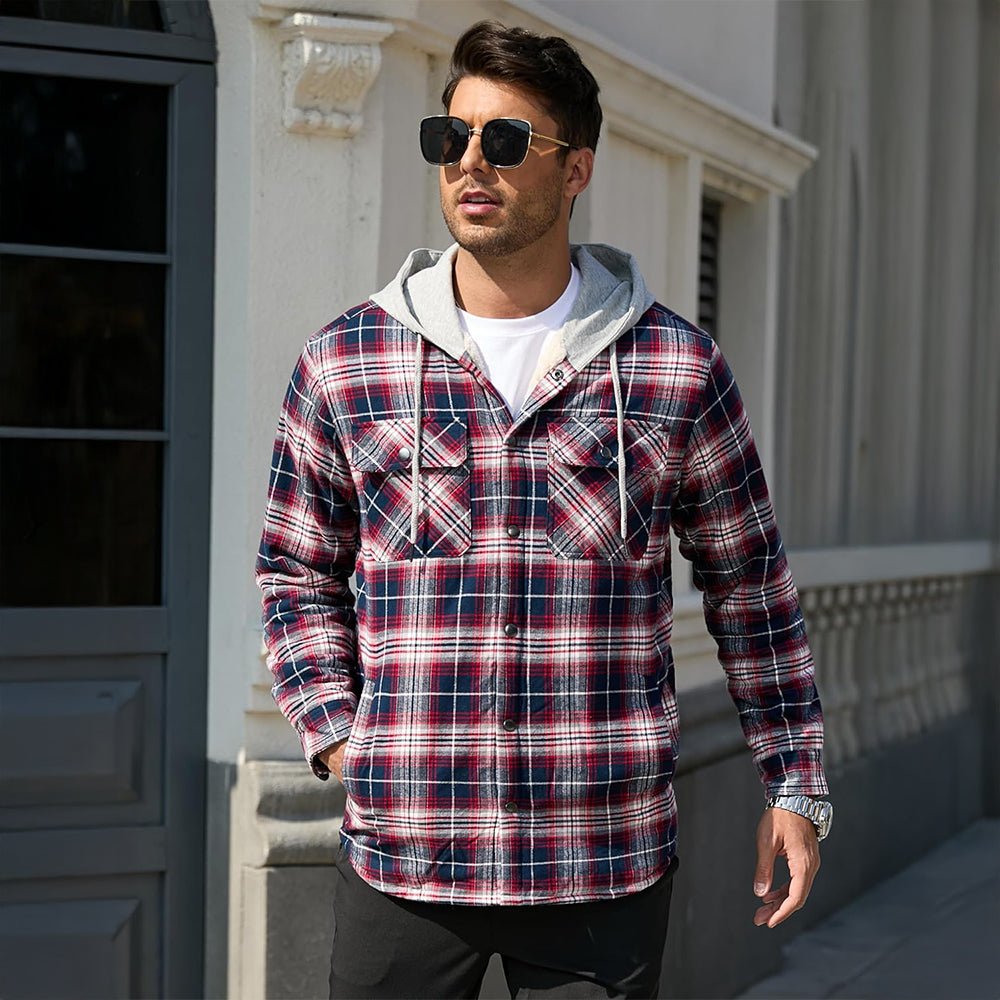 Men's Sherpa Lined Flannel Jacket | Plaid Winter Shacket