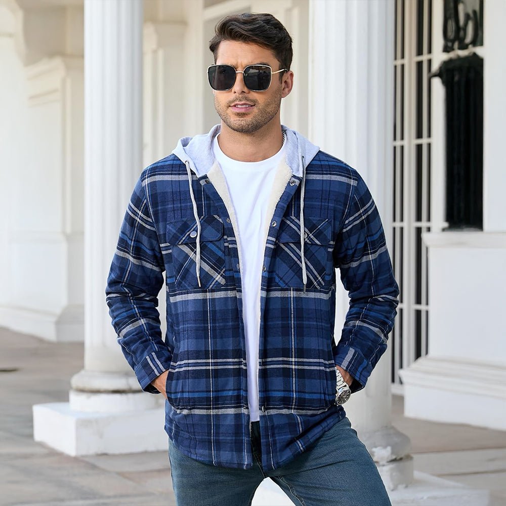 Men's Sherpa Lined Flannel Jacket | Plaid Winter Shacket
