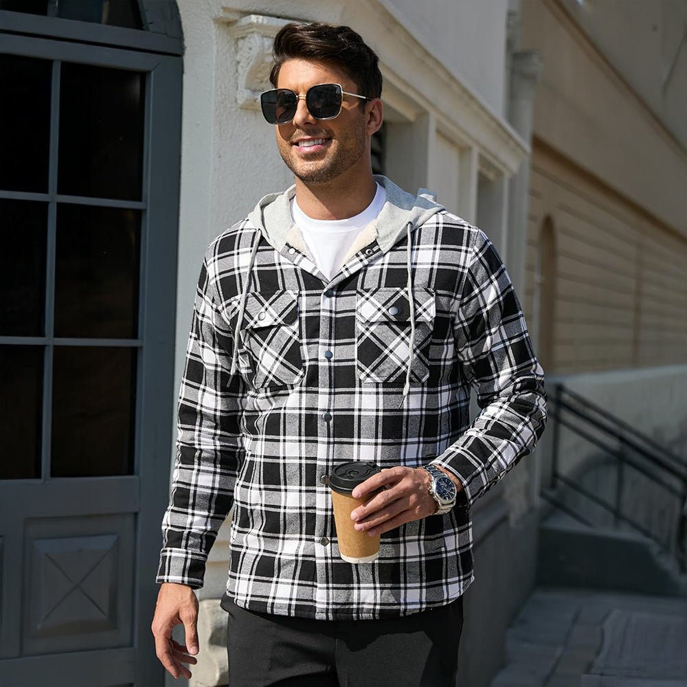Men's Sherpa Lined Flannel Jacket | Plaid Winter Shacket