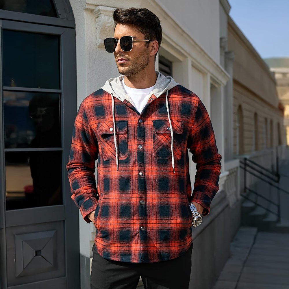 Men's Sherpa Lined Flannel Jacket | Plaid Winter Shacket