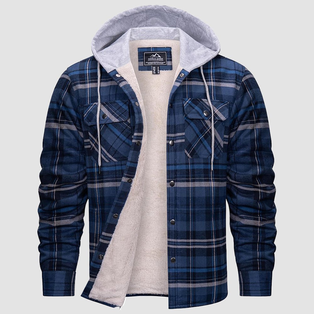 Men's Sherpa Lined Flannel Jacket | Plaid Winter Shacket